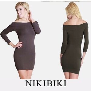 Nikibiki Dress grey S M 2 4 6 8 Bodycon midsleeve Bundle only